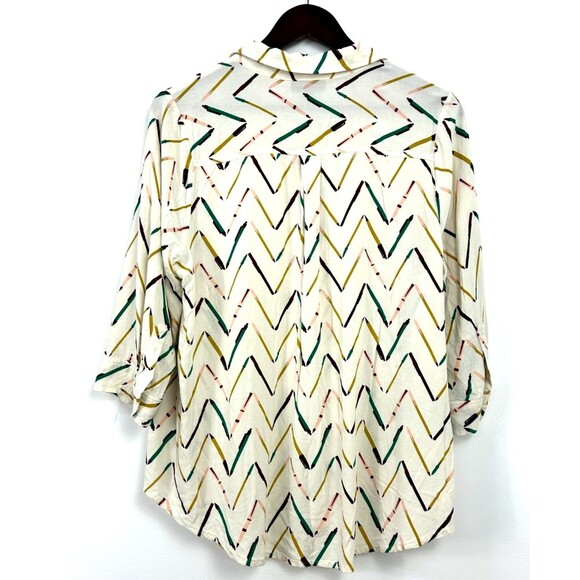 ModCloth Zag Sunny Spirit Women 1X Plus Size Top Cream Button Up Blouse Retro H4 - Picture 6 of 12